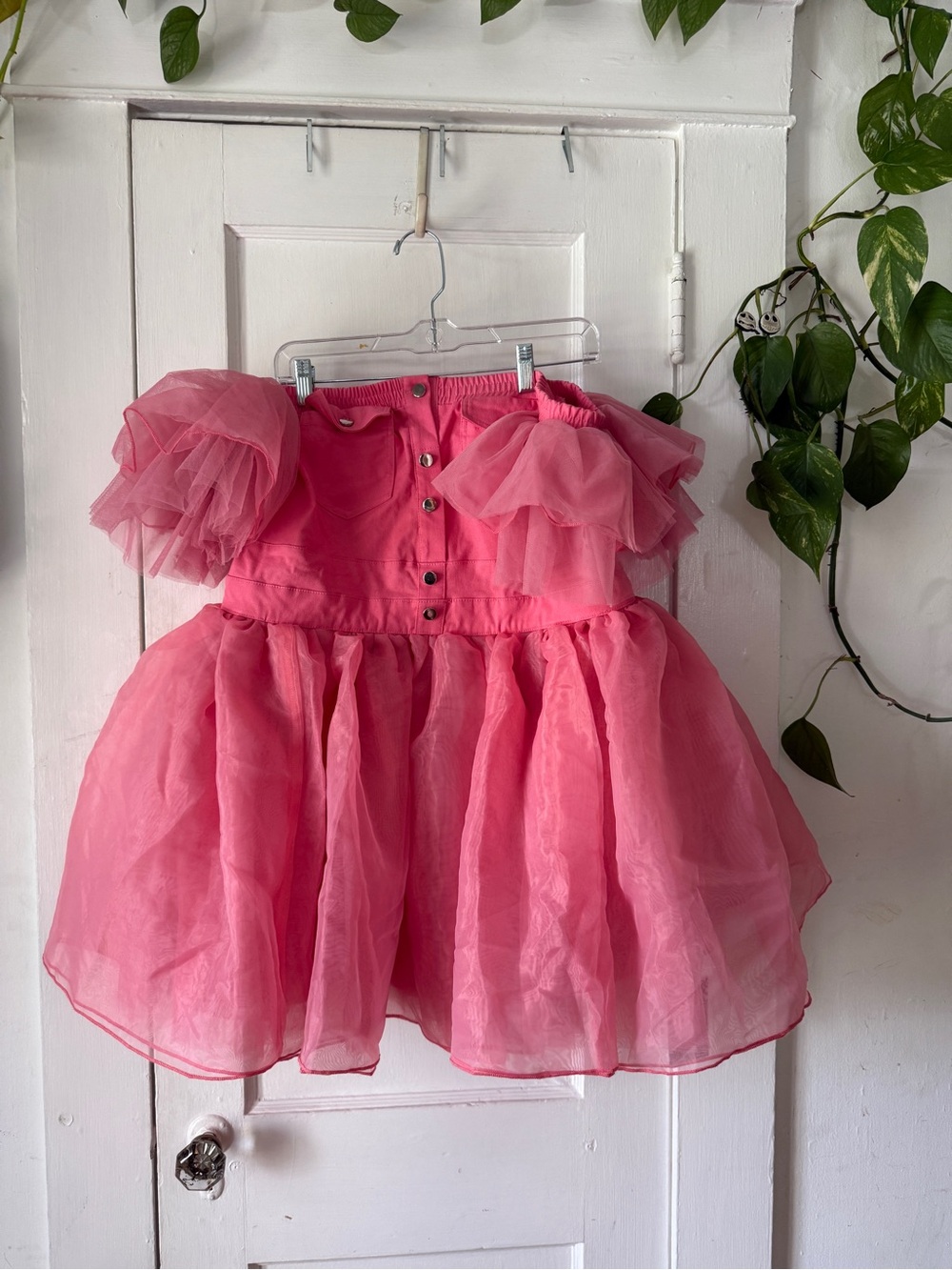 XPLUSWEAR size XL Pink Puff Sleeve Tulle Party Dress new